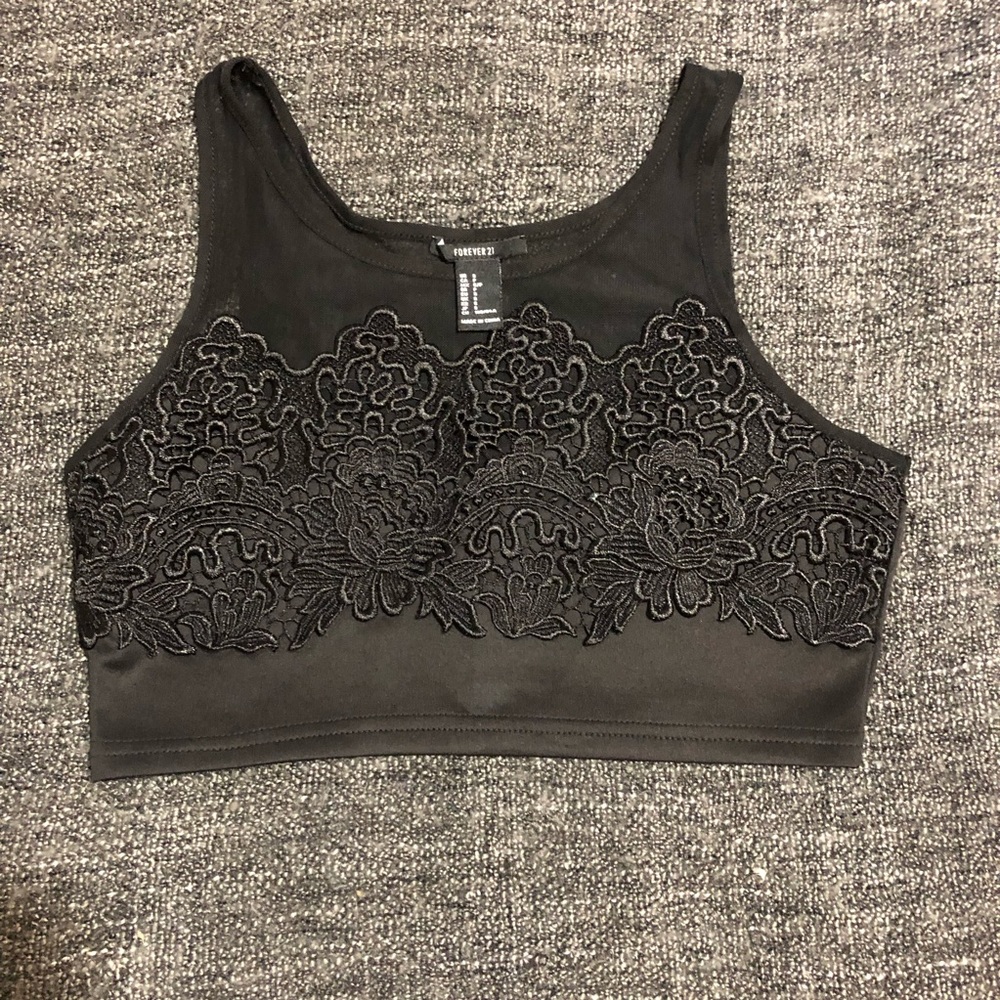 silk black crop top